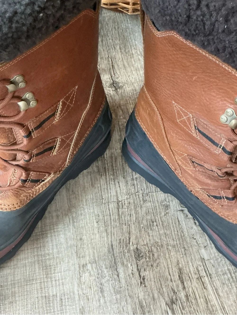 UGG Brown and Black Waterproof Shearling-Trim Winter Boots